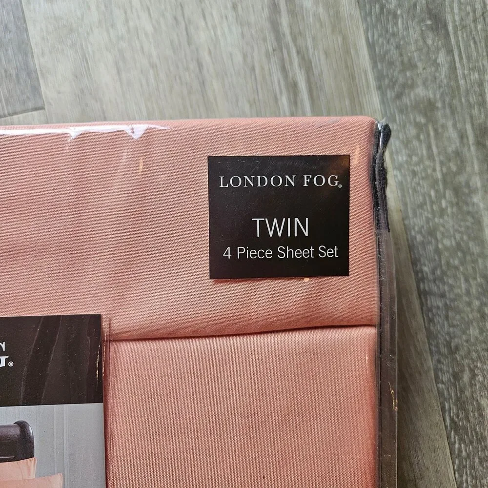 London Fog Twin Sheet Set 4 Piece Salmon Pink Peach New Sealed Bedding